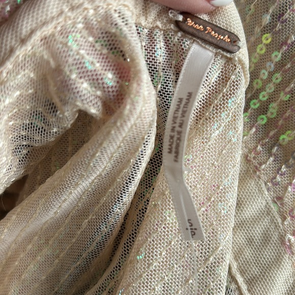 NWT Free People Sequin Shirt Christmas Holiday Sparkle Boho Festival Size Small - Picture 5 of 15